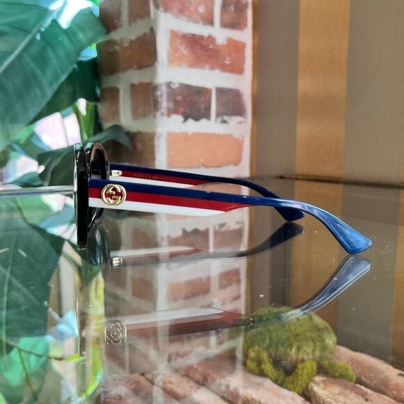 GUCCI GG0279SA Black Acetate Sylvie Stripe Round Sunglasses - Picture 7 of 7